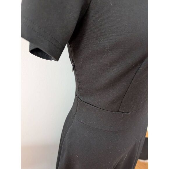 Black Cotton A-Line Dress with Pockets and Lace Trim - Picture 5 of 6